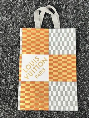 Louis Vuitton x Lego 2022 Orange, White & Gold Checkerboard Tote Bag